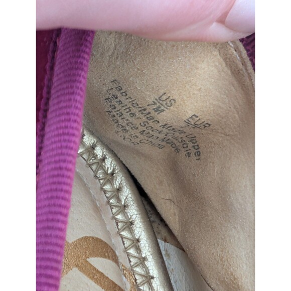 Sam Edelman Lorraine Velvet Fushia Pink Velou Slip on Loafers Gold Accent Size 7 - Picture 7 of 12
